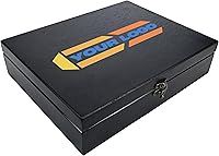 Vista 9 de WE Games Caja del tesoro grabada personalizada con tapa y pestillo de latón, color negro teñido