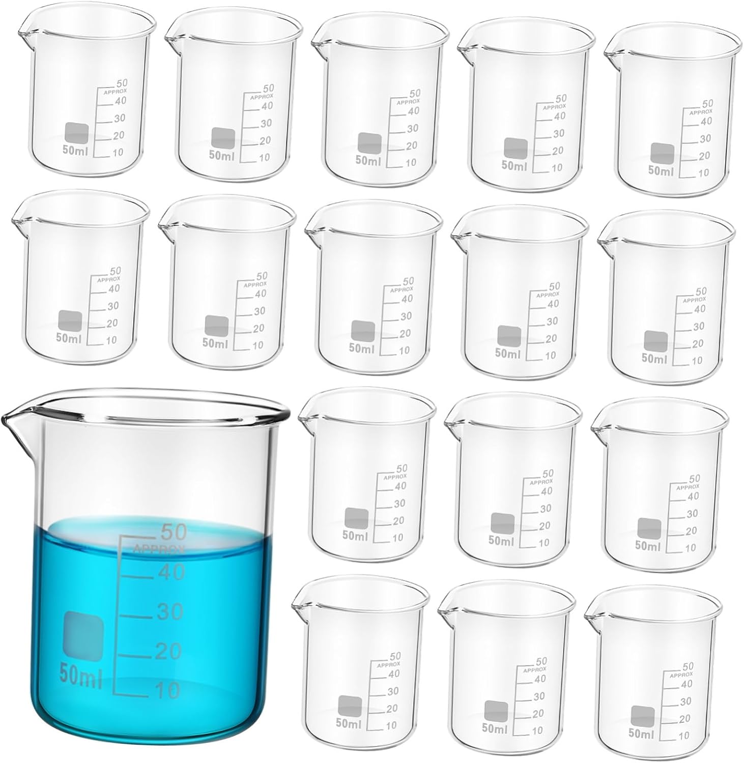 DECHOUS 20pc Laboratory Glassware Set Accurate Graduated Beakers Heat-resistant Drinking Beakers Science Experiment Cups