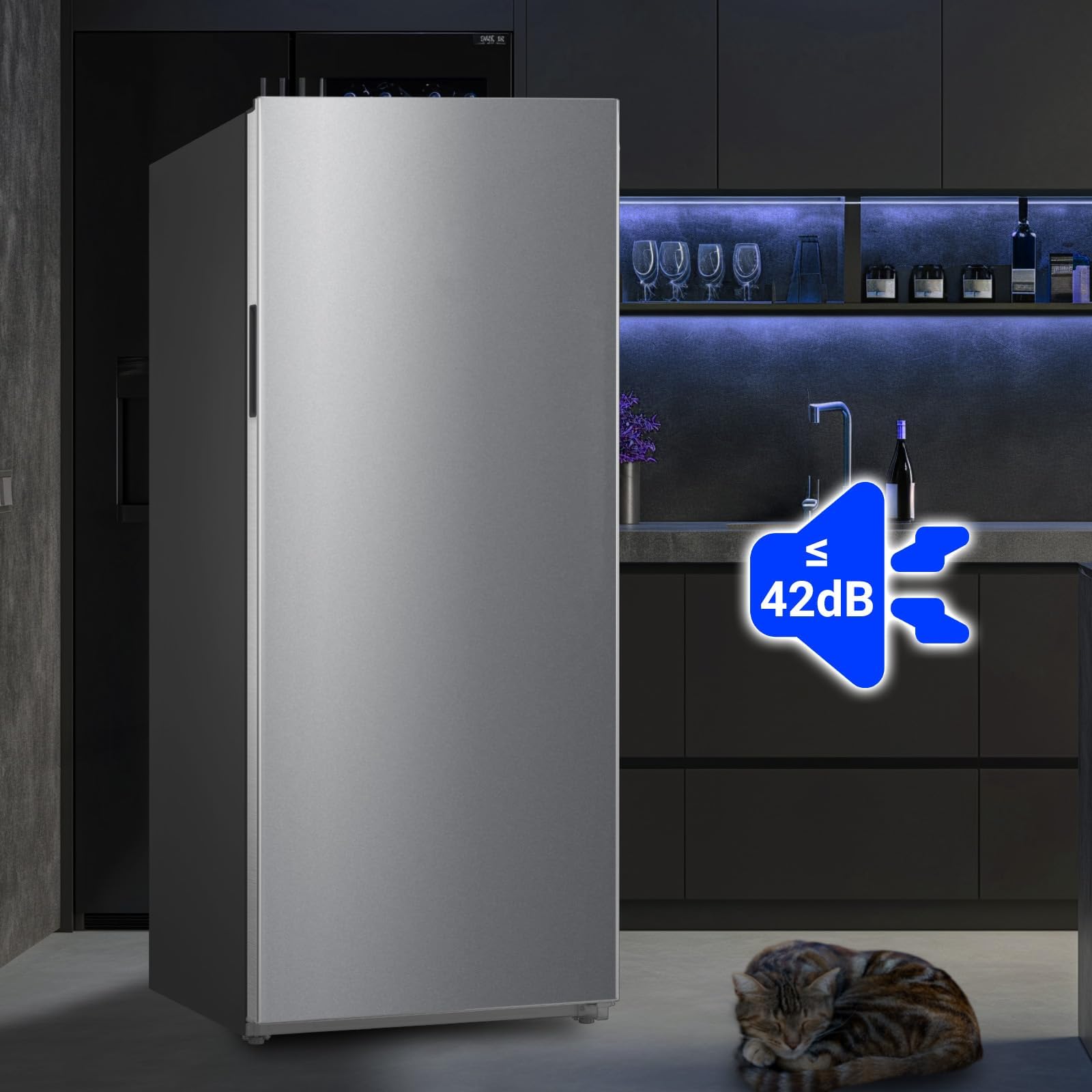 Upright Freezer 21 Cu.Ft, Standing Freezer Upright, Frost Free Convertible Refrigerator Freezer For Garage, Kitchen, Home Use, Stainless Steel on Fridge.com - View 6