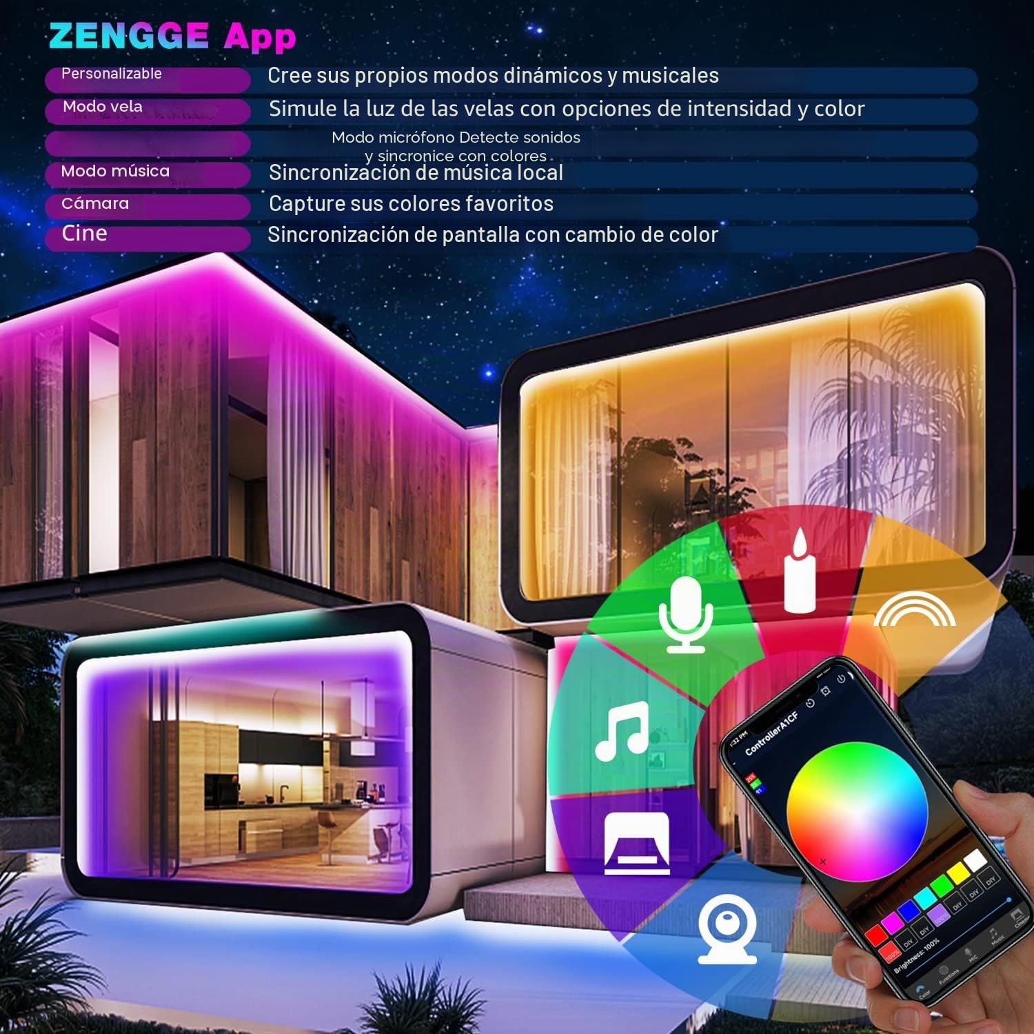 40M IP67 Tira LED Exterior Impermeable, Bluetooth RGB Tiras de LED para Exterior con Aplicación y Control Remoto, Sincronización Musical, para Jardín, Balcón, Terraza y Festivales (40M*1)