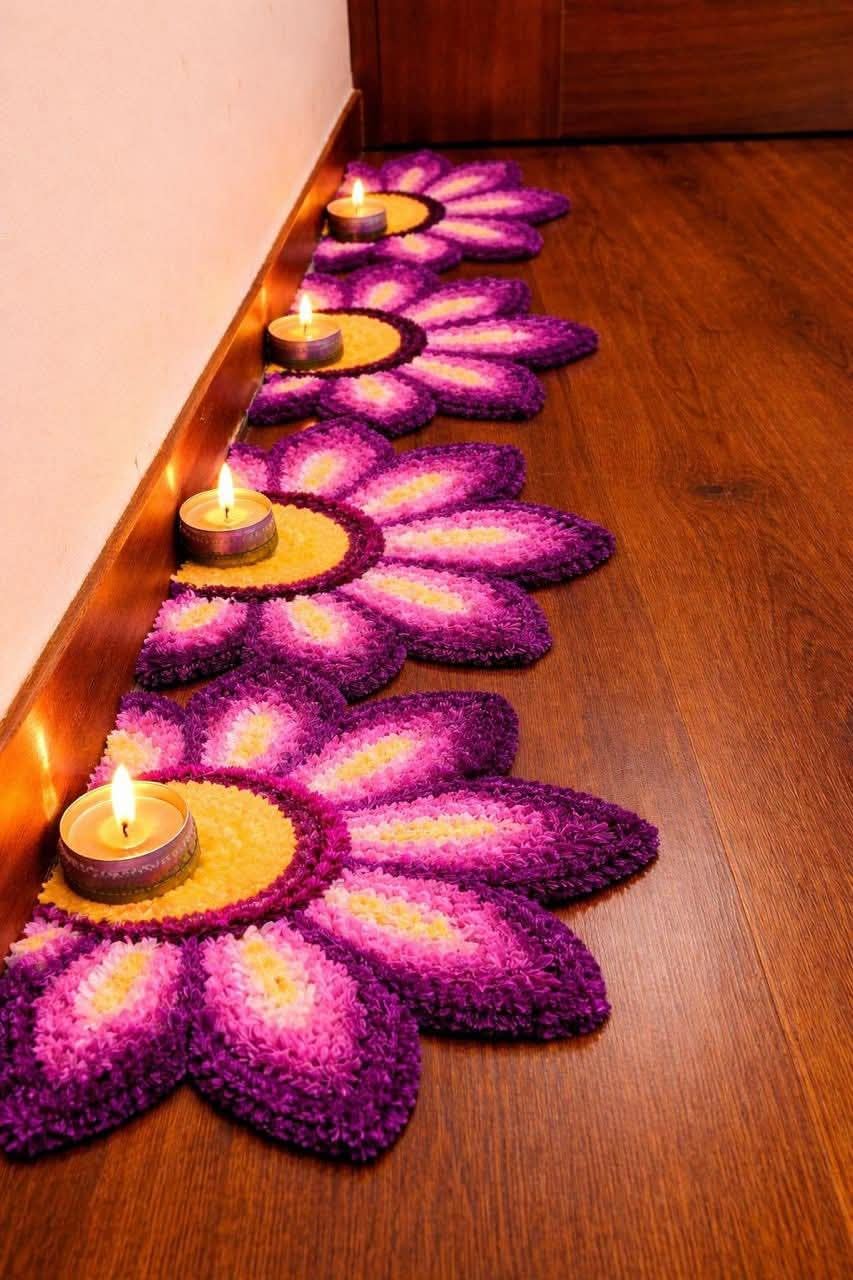 Woolen Fur Rangoli Mats - Diwali Decor -4 Woolen Fur Rangoli Mats - Diwali Decor -4
