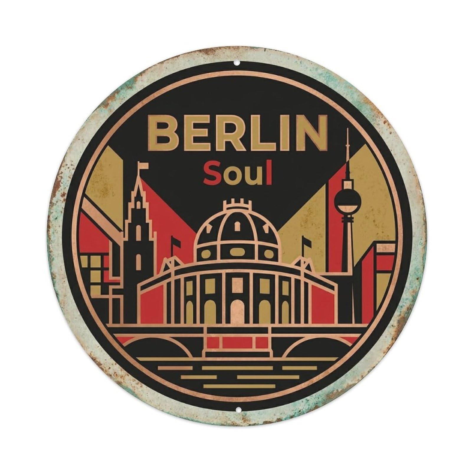 Vintage Travel Berlin Germany Spirit Metal Tin Sign