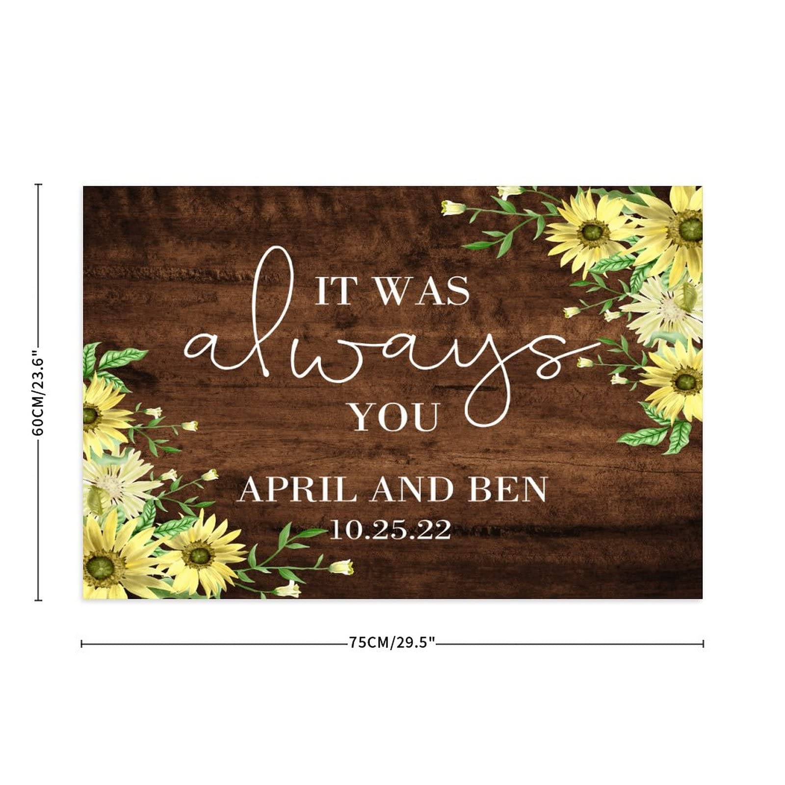 Panneau de bienvenue « It Was Always You » en bois avec palette de motivation pour mariage, mariage, réception, cérémonie, fiançailles, décorations de fête, 50,8 x 76,2 cm
