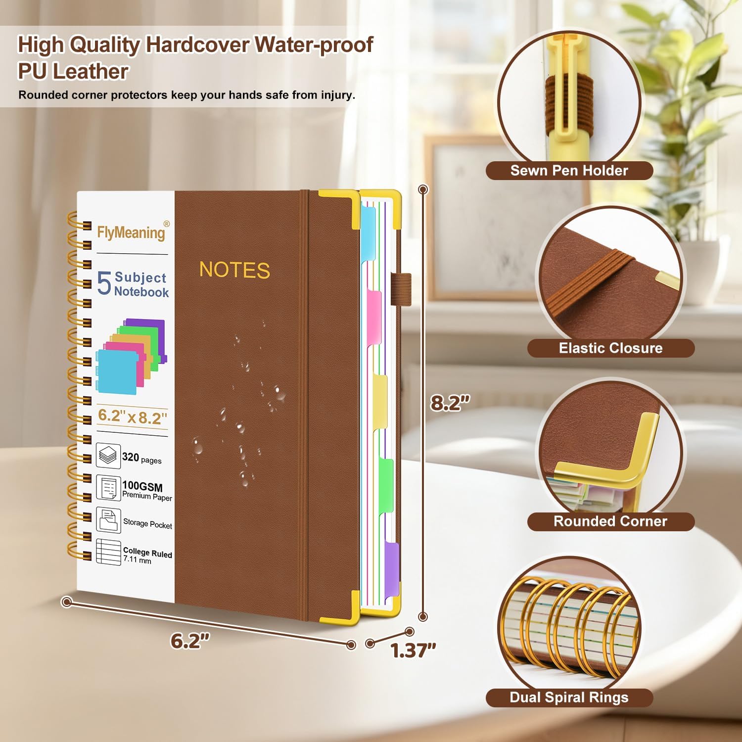 Hardcover Spiral Notebook Journal with Removable Dividers Tabs image 3