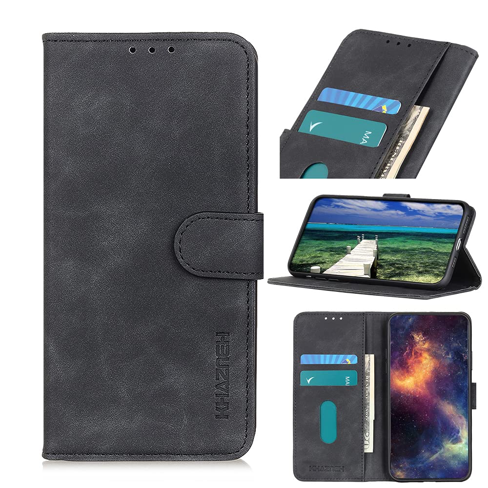 Custodia Portafoglio In Pelle PU Per Alcatel 1B 2022: Flip Cover Magnetica Con Slot Carte, Tasca E Supporto - Nero