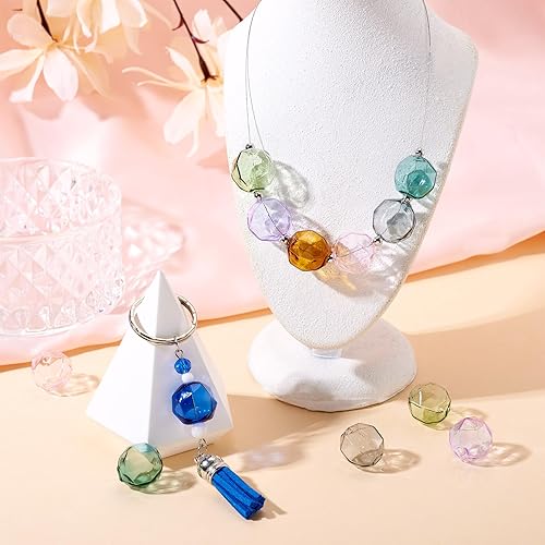 Vista 206 de FASHEWELRY 10 cuentas de cristal hechas a mano, cuentas florales de cristal, cuentas espaciadoras de flores de trompeta transparentes, cuentas