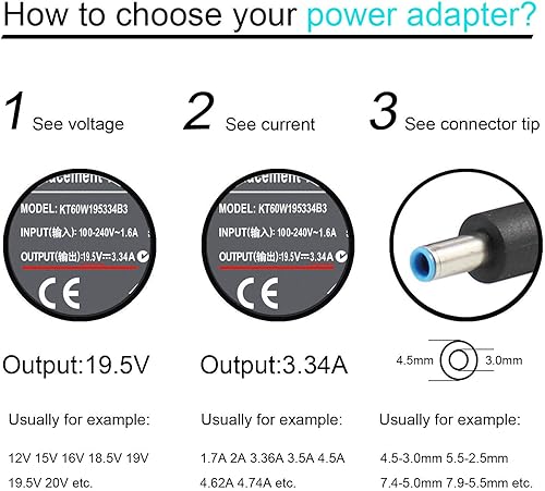 Miniatura 3 de Cargador adaptador de CA de 65 W, 45 W, compatible con Dell Inspiron 15-3000 15-5000 15-7000 11-3000 13-5000 13-7000 17-5000 17-7000 17-3000 3558