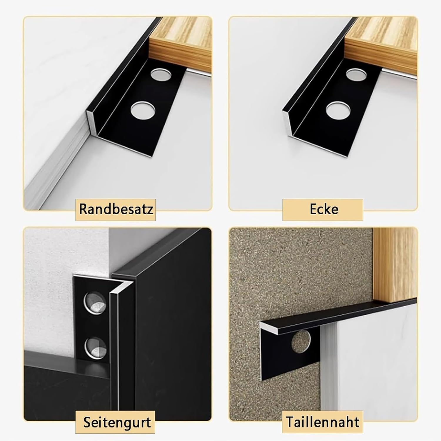 Aluminium Tile Trim L Shape, Metal Edge Guard Finishing Profile for Floor & Wall Protection, 90cm Long 3pcs(Black,15mm/0.59in(3pcs))