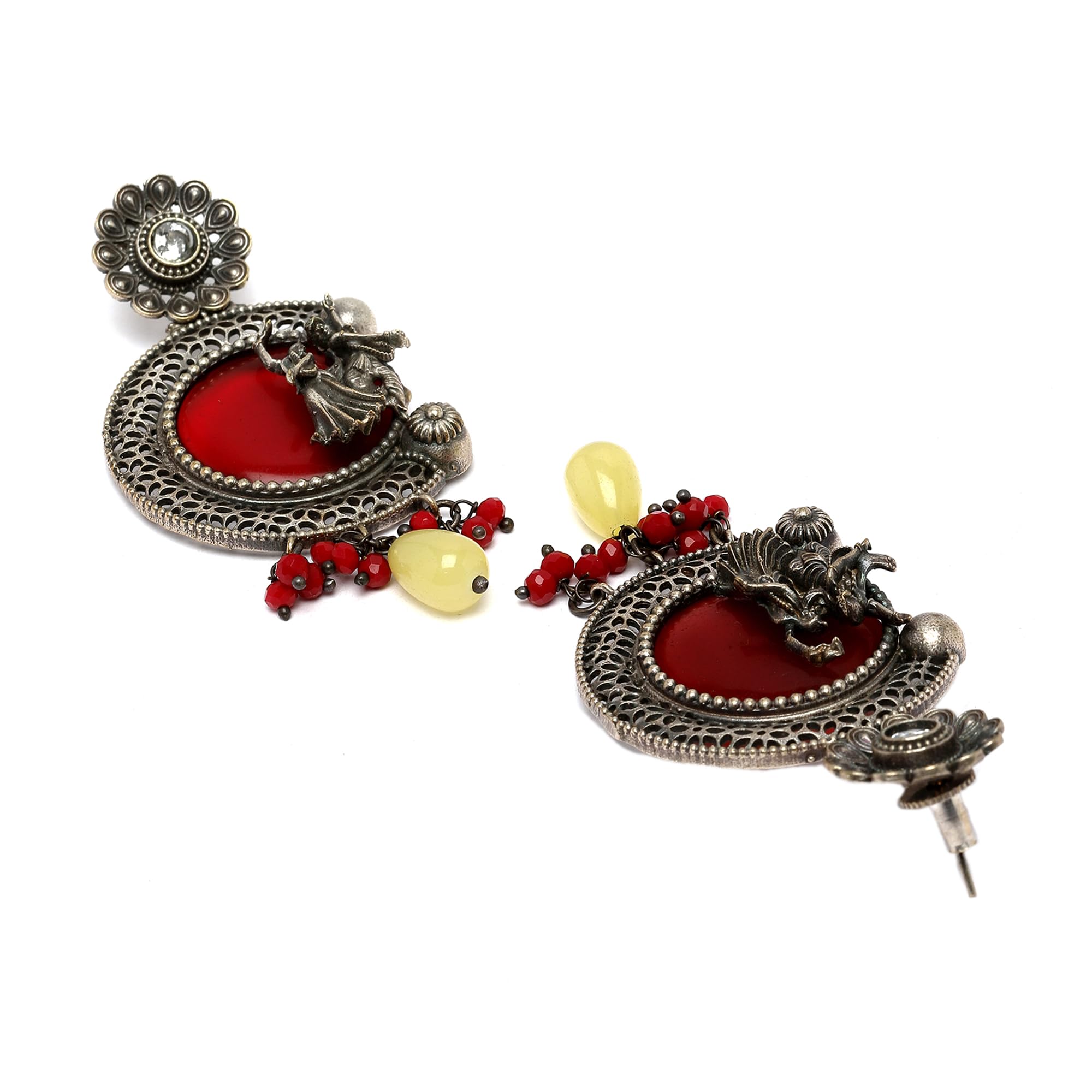 Antique Matte God Krishna Jewellery Set with Stone Studded & Beads
