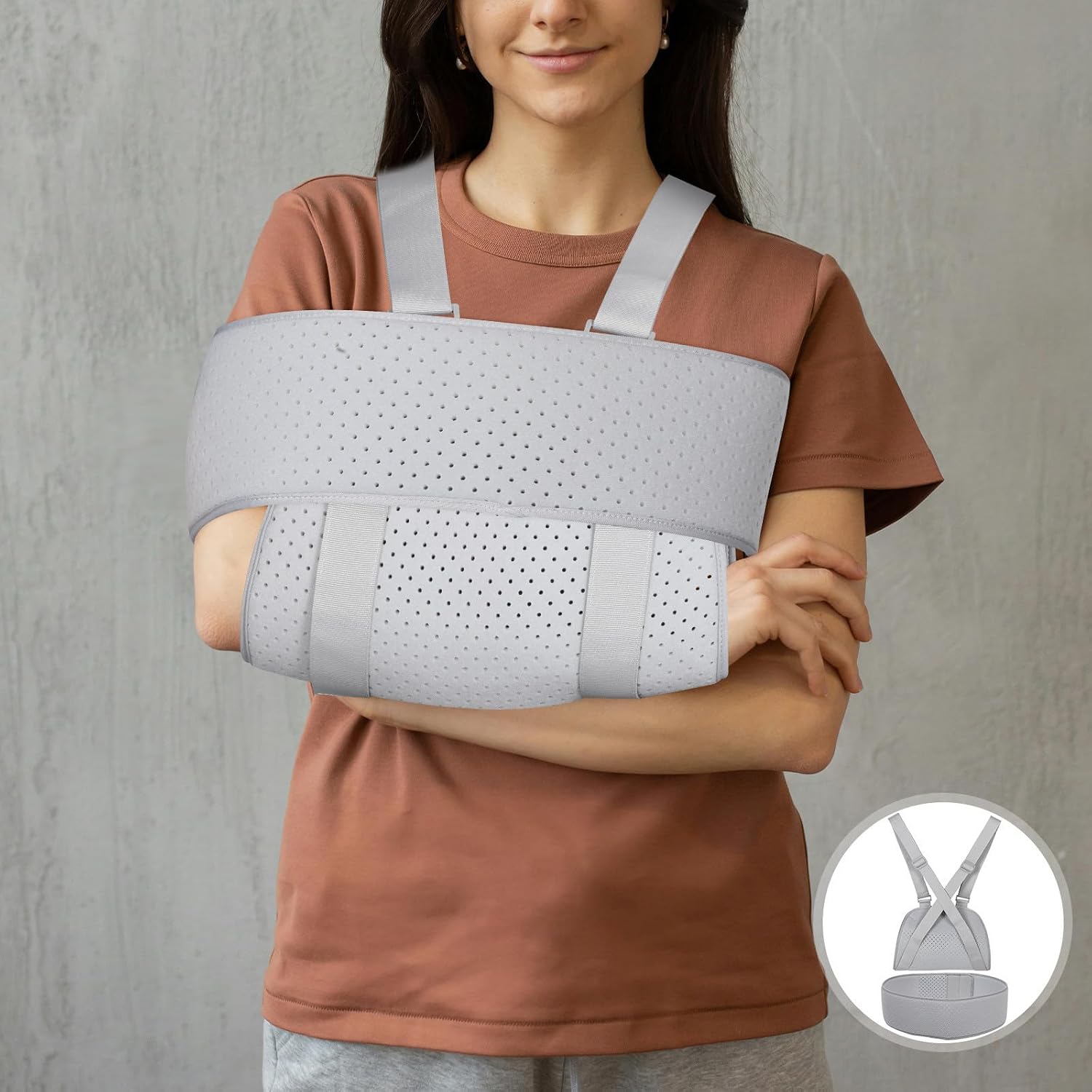 Breathable Arm Brace Sling for Adults with Comfortable Wear and Composite Cloth Material, Versatile Shoulder Immobilizer for Gym and Other Activities, Universal Left or Right Arm