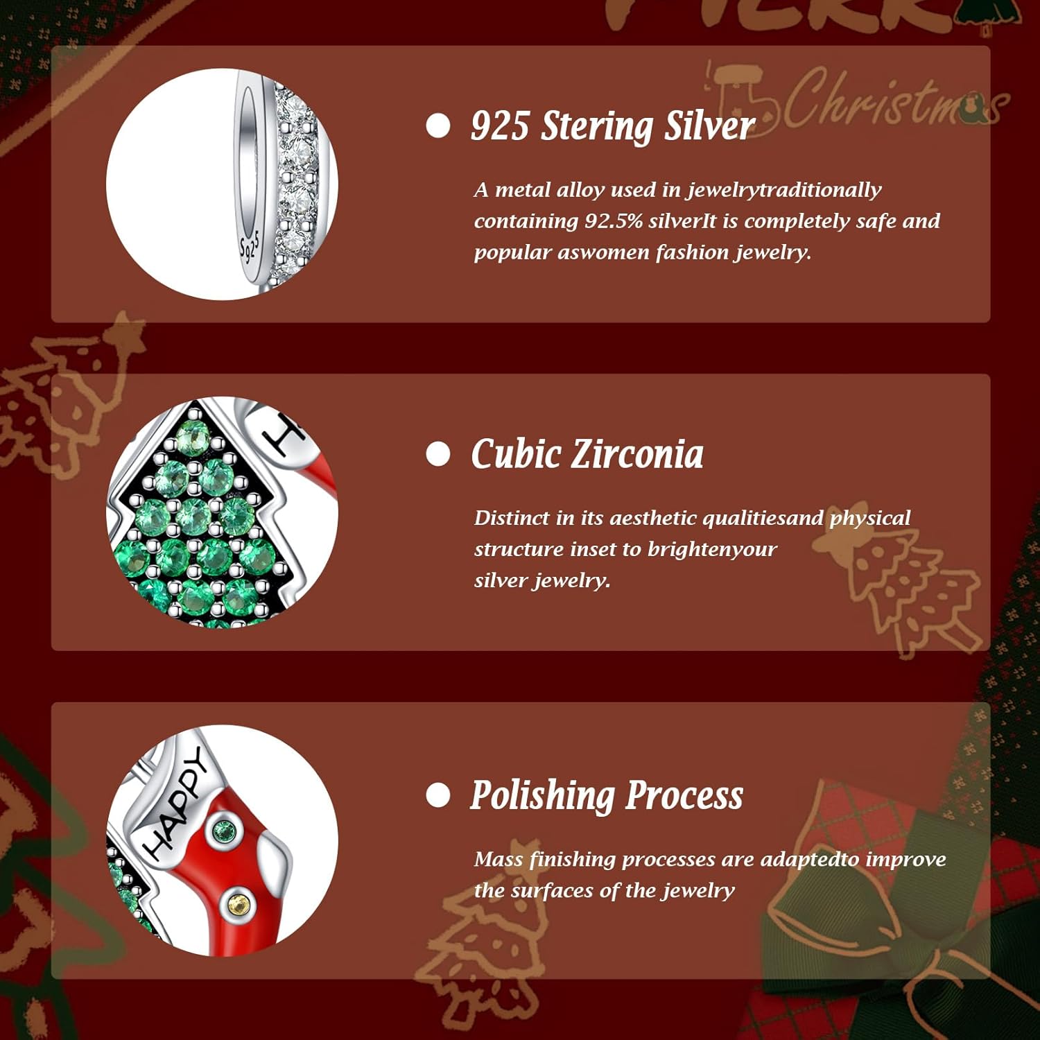 925 Sterling Silver Snowman Socks Christmas Tree Three In One Women'S Bracelet Pendant Necklace Pendant New Year Holiday Jewelry Gift Family And Friends - Image 4