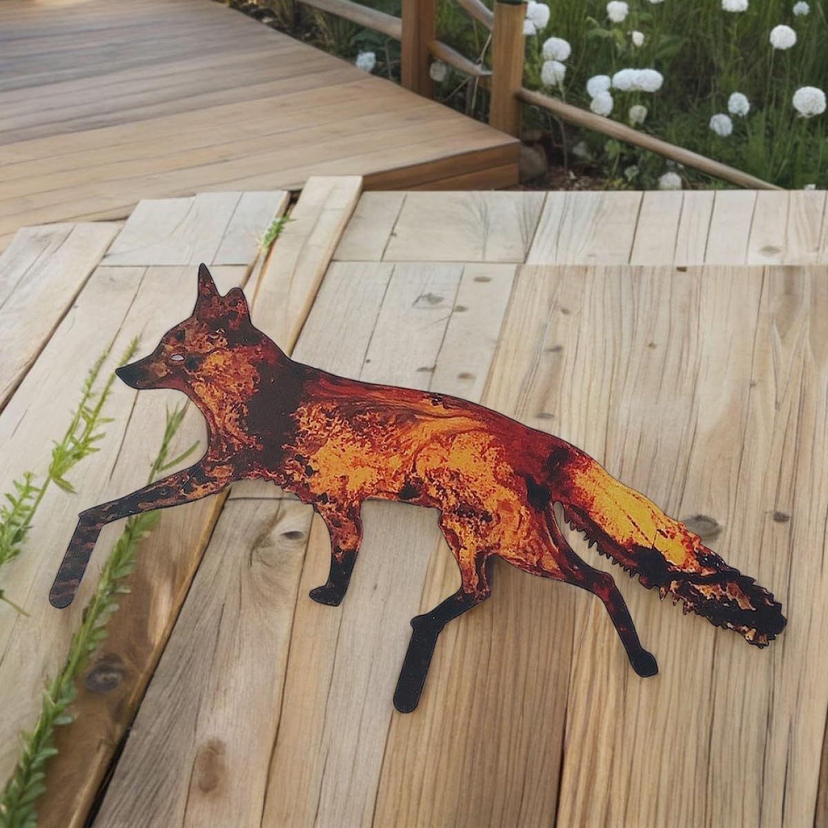 Toddmomy Gartenstecker aus Eisen mit Lebendigem Fuchs Motiv Kreative und Elegante Outdoor Deko für Garten und Hof Einfache Montage und Vielseitige Verwendung