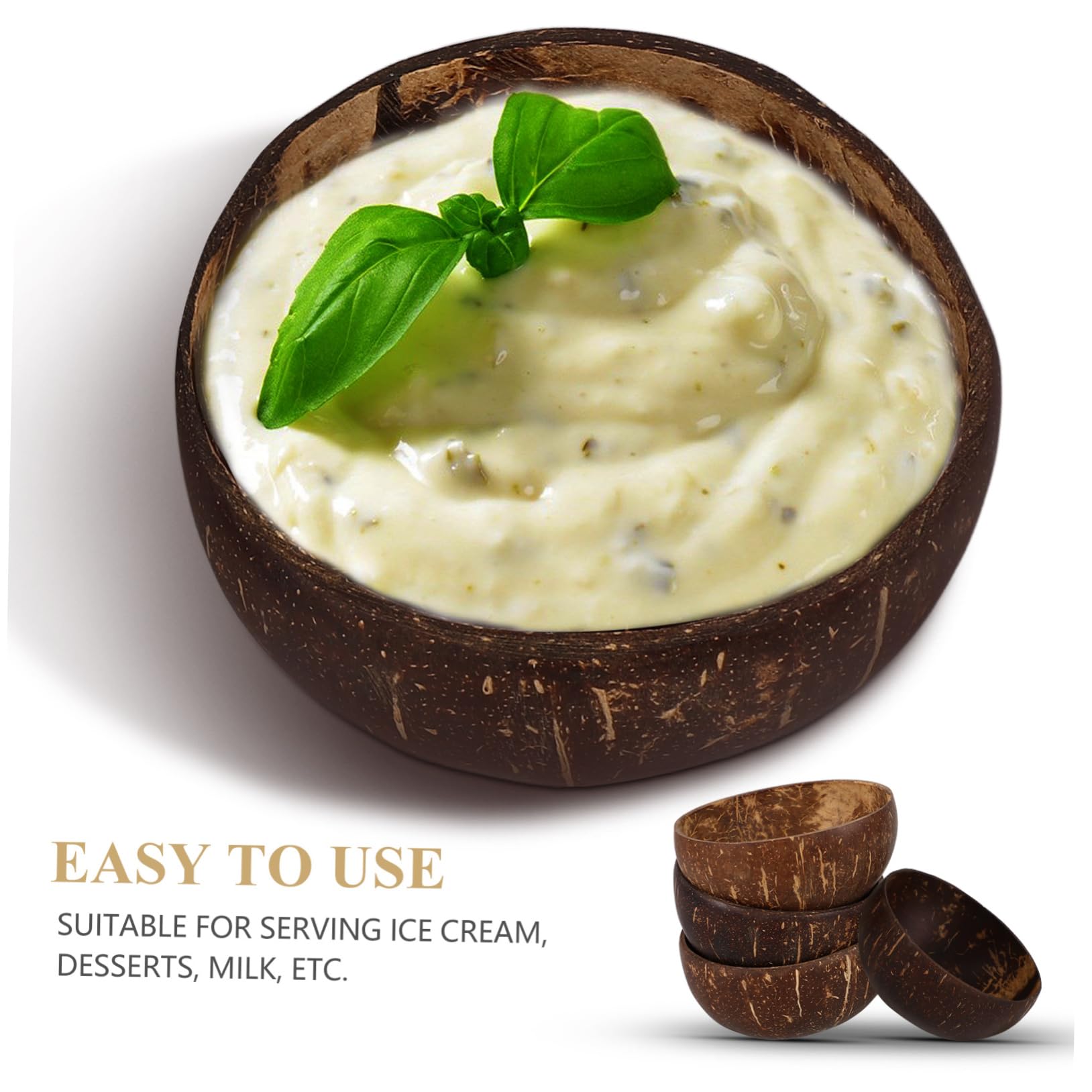 LALADEFIEE 4pcs Natural Coconut Bowl Home Food Bowl Coconuts Shell Salad Bowl Coconuts Bowls Coconuts Storage Bowl Natural Coconuts Bowl Coconut Shell Cup Novelty Bowls Household Fruit Bowl