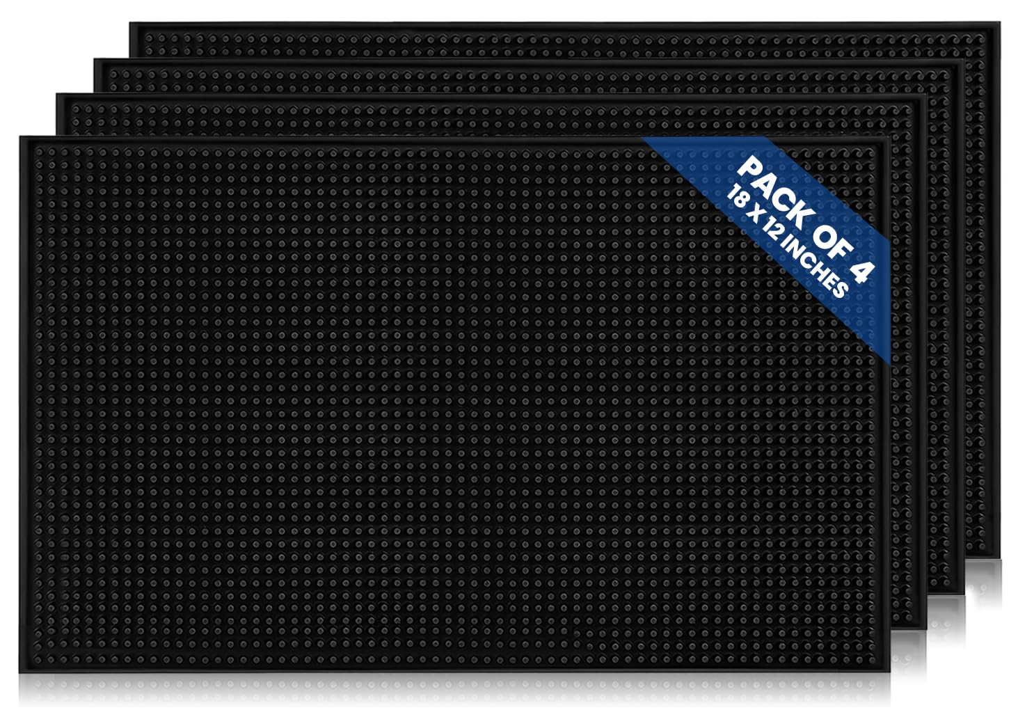 Photo 1 of Premium Rubber Bar Mats 18"x12" 4 Pack - Non-Slip Drying Mats