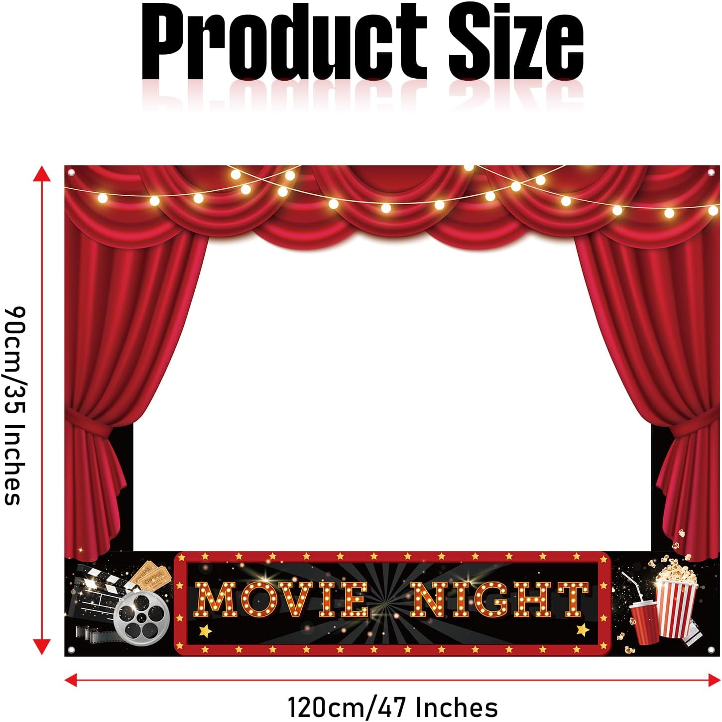 Movie Night Party Decorations Movie Theme Photo Booth Props 47 x 35In Red Carpet Fabric Party Photography Backdrop Banner for Film Theater Birthday Decor Party Supplies image 2