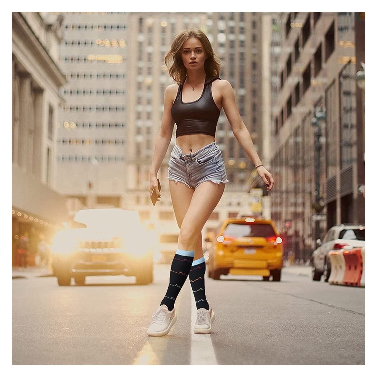 Wintersocken Bettsocken 4 Paar Kompressionssocken Für Damen, 15–20 MmHg, Laufen, Radfahren, Durchblutung Warme Flauschige Socken(S/M)