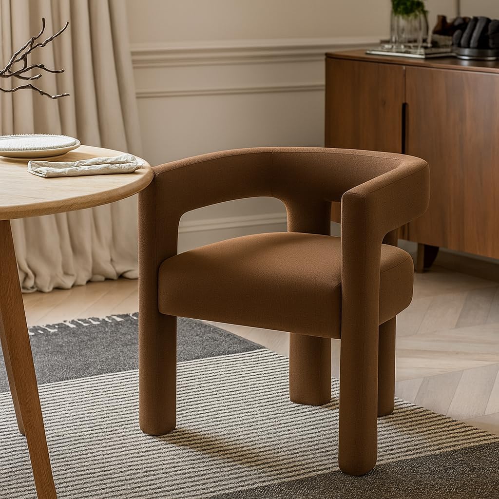 Meridian Furniture 889Brown-C Athena Collection Modern | Contemporary Velvet Upholstered Dining Chair with Soft Brown Velvet, 25" W x 21" D x 27" H, Brown