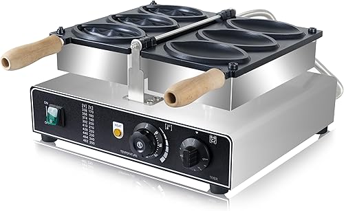Miniatura 3 de Máquina comercial de gofres de forma extraña 3 piezas de hierro antiadherente con forma de abulón, parrilla de salchicha eléctrica, máquina para