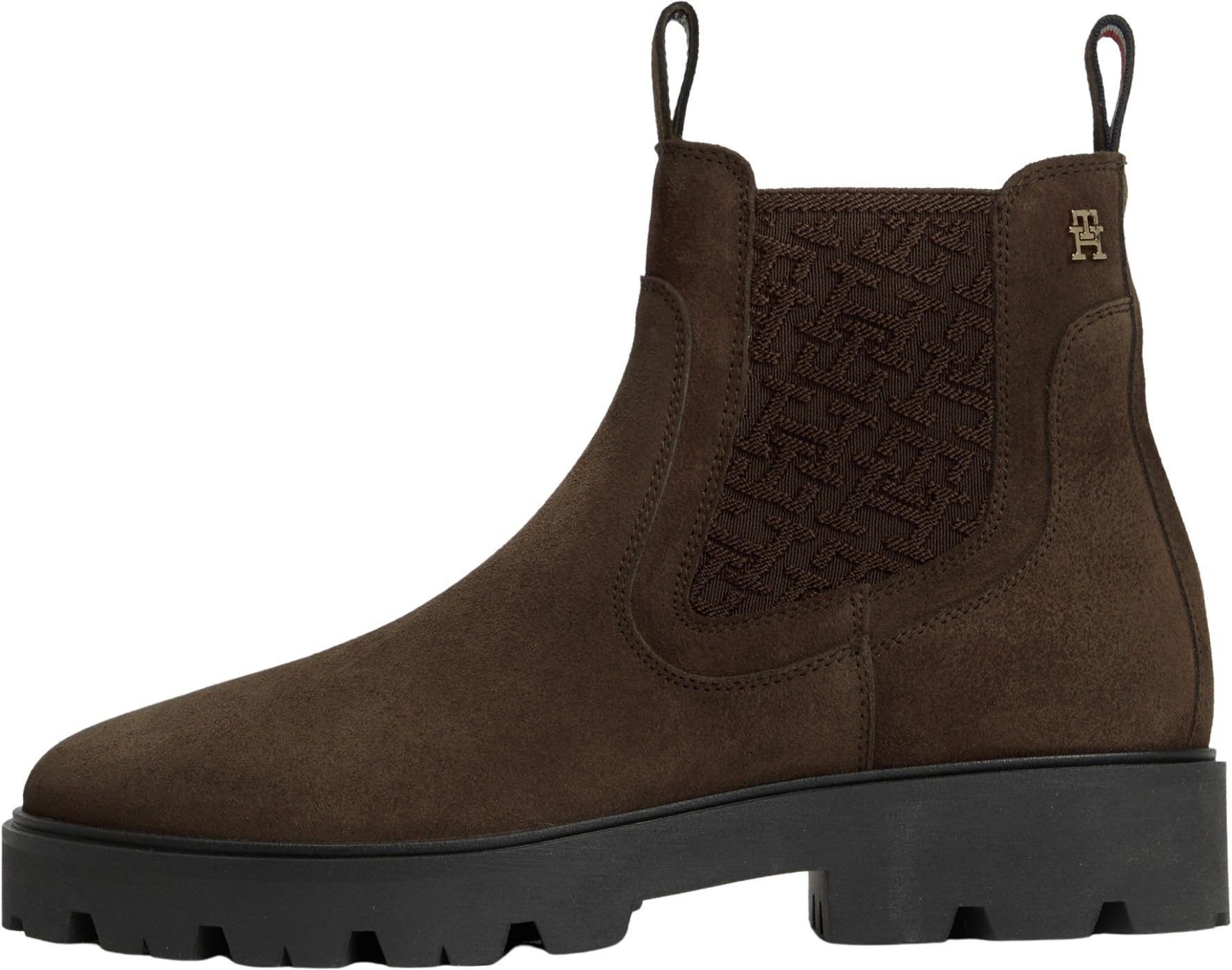 Tommy Hilfiger Women Th Monogram Suede Chelsea Boot FW0FW09563 Low Boots, BROWN (Fondant Brown), 4
