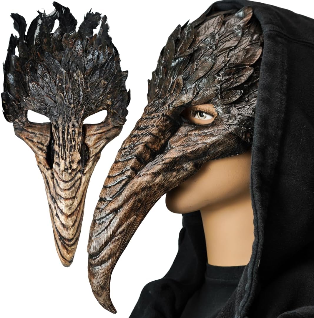 BEYOND Bird Raven Masquerade Mask Crow Falcon Eagle Animal Halloween Costume Cosplay Venetian Mardi Gras Plague Doctor Mask Long Nose Bird Party Mask
