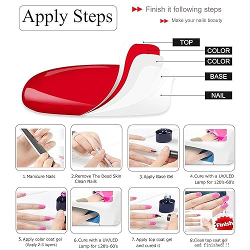 Miniatura 8 de Vishine Juego de 24 esmaltes de uñas en gel, rojo, morado, marrón, nude, serie de colores clásicos, para remojar con luz UV LED, barniz de belleza