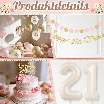 Pink and Gold Birthday Decorations 21st Birthday Decorations for Her Congratulations 21st Birthday Decorations with Congratulations Birthday Banner Cake Topper for Flowers Party Supplies