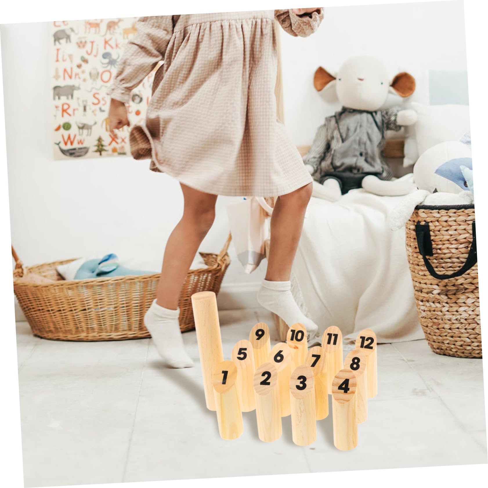 WOONEKY Jeu De Lancer Numéroté en Bois Massif, Kit Complet, Jeu D’extérieur Familial, Jouet Interactif pour Garçon Et Filles Et Adultes, pour Amusement Et Renforcement des Liens Sociaux