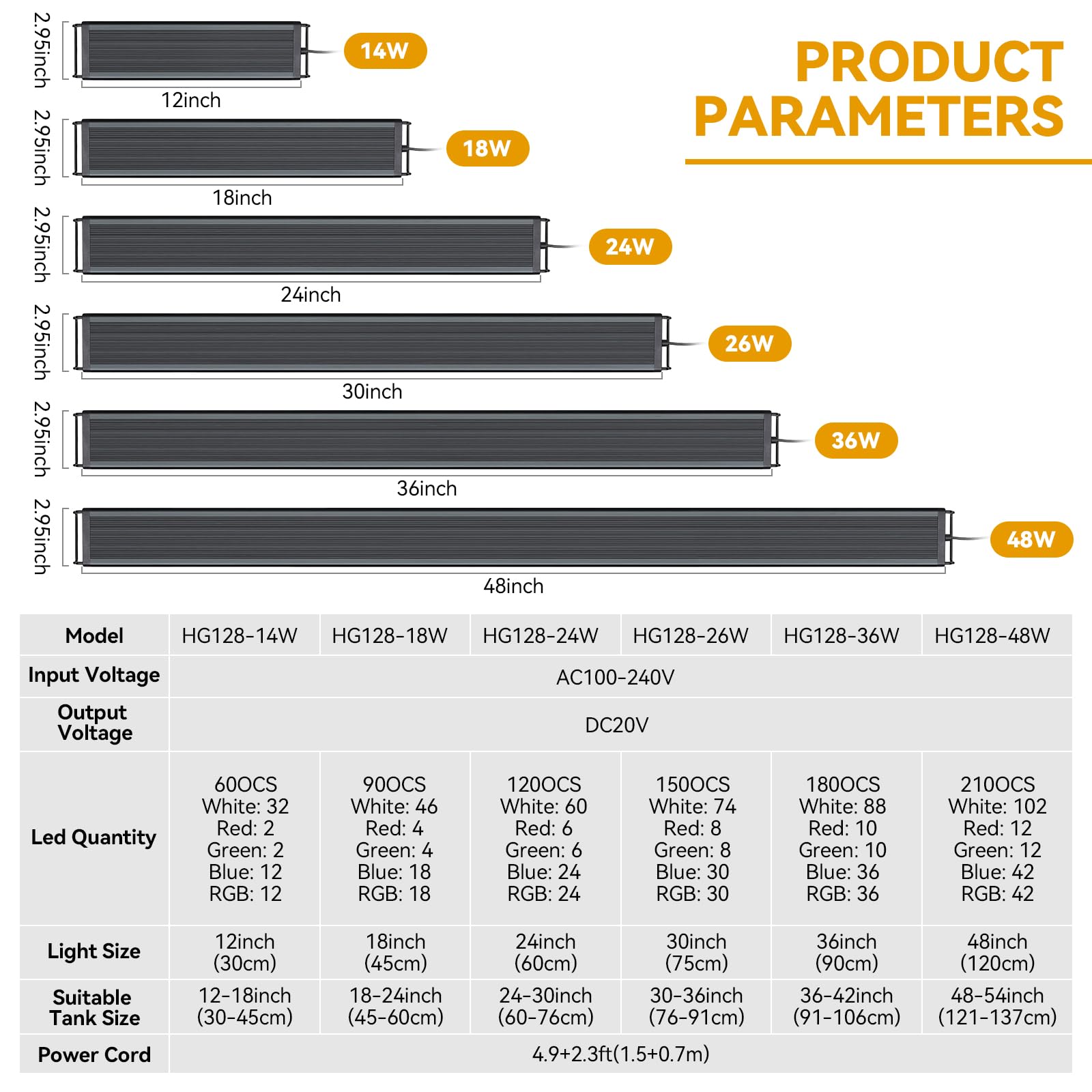 hygger 14W LED Aquarium Light, 12-18 Inch Fish Tank Light with Timer Auto On/Off, Sunrise Sunset Mode, Adjustable Brightness and Colors, Full Spectrum Light with Extendable Brackets for Freshwater