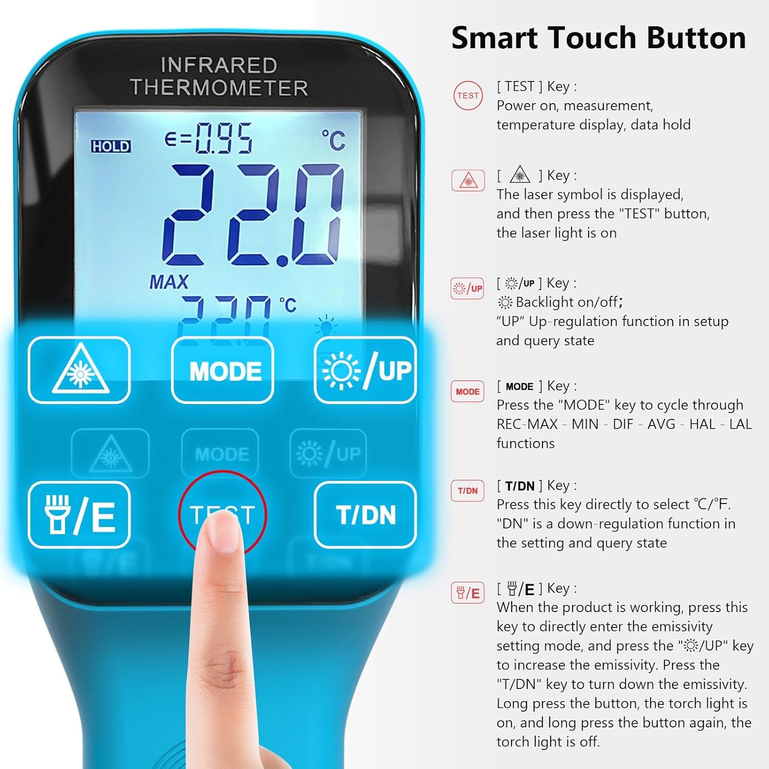 Infrared Thermometer Gun Rechargeable, -58℉~2912℉ High Temp Laser Industrial Thermometer, D:S=30:1 Touch Button Waterproof Pyrometer, Digital IR Temperature Gauge with Type-C Port (NOT for Human)