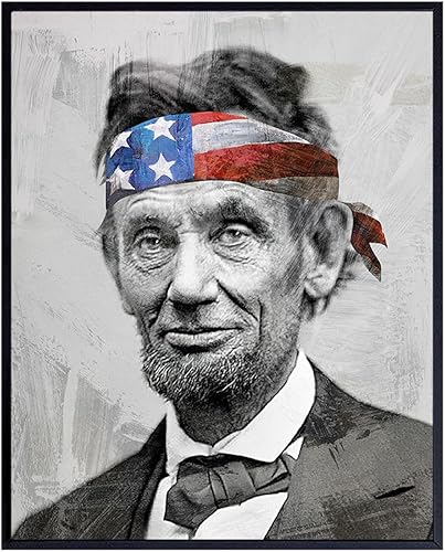 Abraham Lincoln Poster - 8x10 Patriotic Wall Decor - Republican Gifts for Conservatives - American History, Abe Lincoln Gifts - American Flag