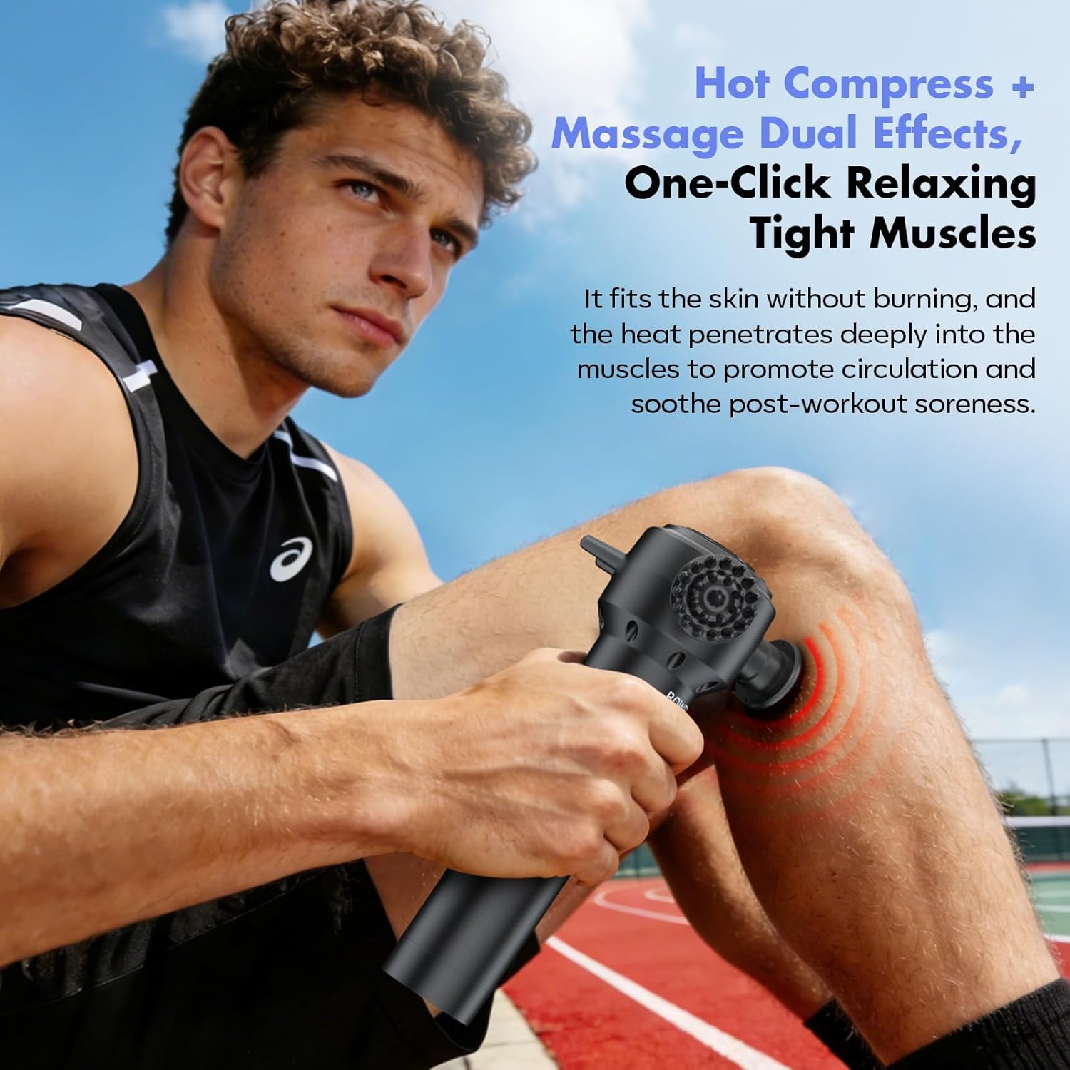 Deep Tissue Massage Gun with Heating, 7000 RPM Handheld Vibrating Muscle Massager with 4 Speeds & 3 Heads, Ideal Gift for Family & Sports Enthusiasts