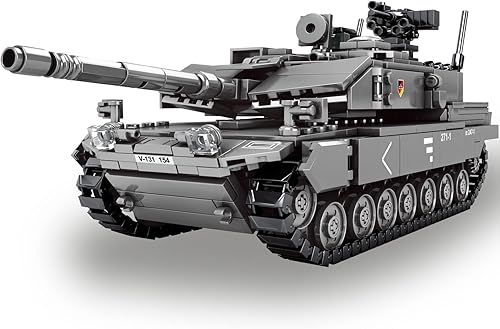SEMKY Serie militar Leopard 2 A7 Tanque de batalla principal MOC Bloques de construcción y juguete de ingeniería (898 piezas), con 4 figuras, tanque