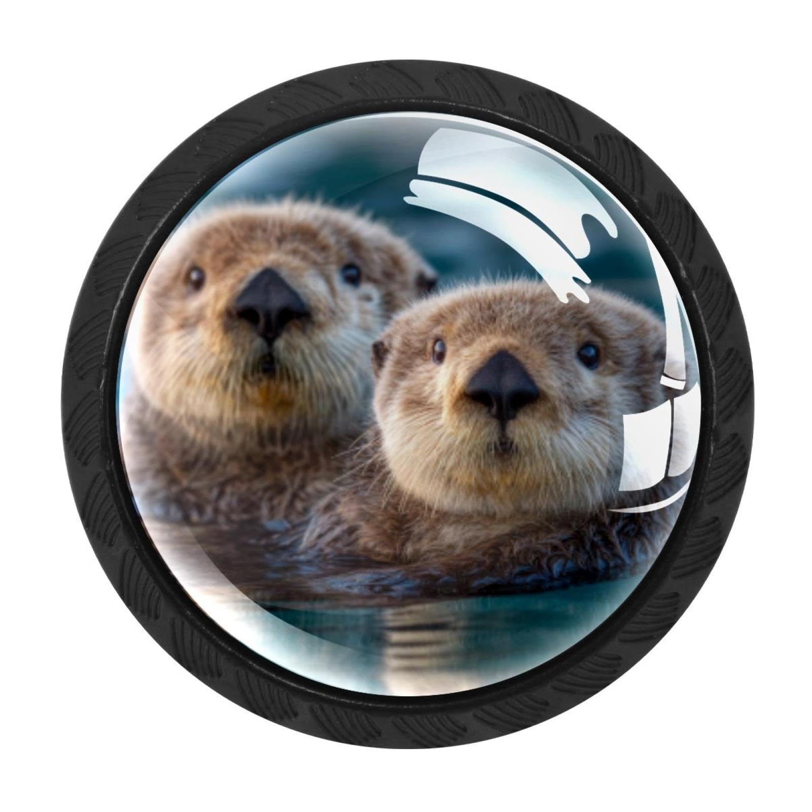 CHENZZZZ 4 Pack Round Cabinet Knobs for Kitchen Bathroom Closet Dresser Cabinets, Sea Otters