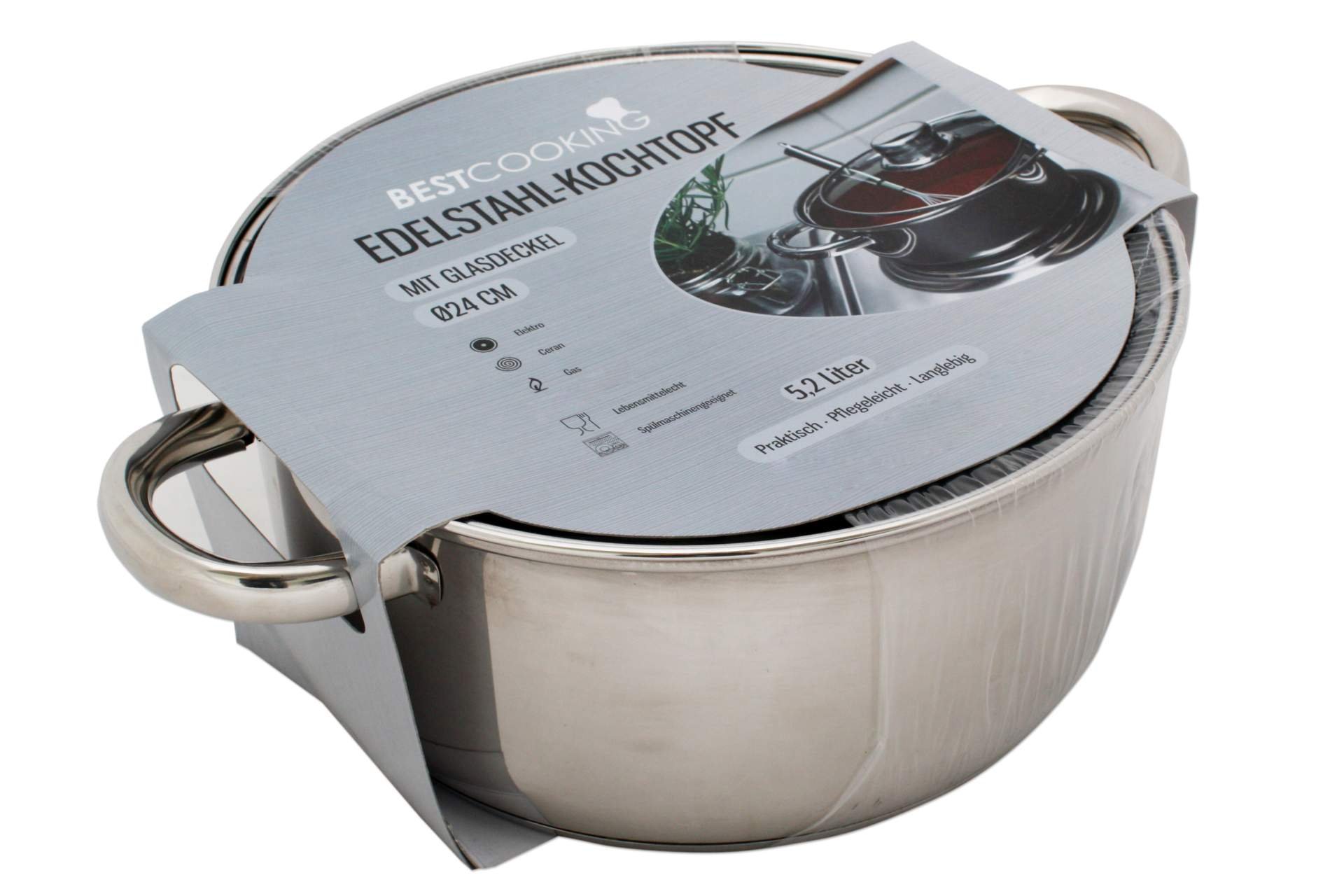 Multitopf 24 Cm Mit Dämpfeinsatz & Glasdeckel – Edelstahl, Induktionsgeeignet, Spülmaschinenfest – Vielseitiger Kochtopf Für Dämpfen, Kochen & Abgießen