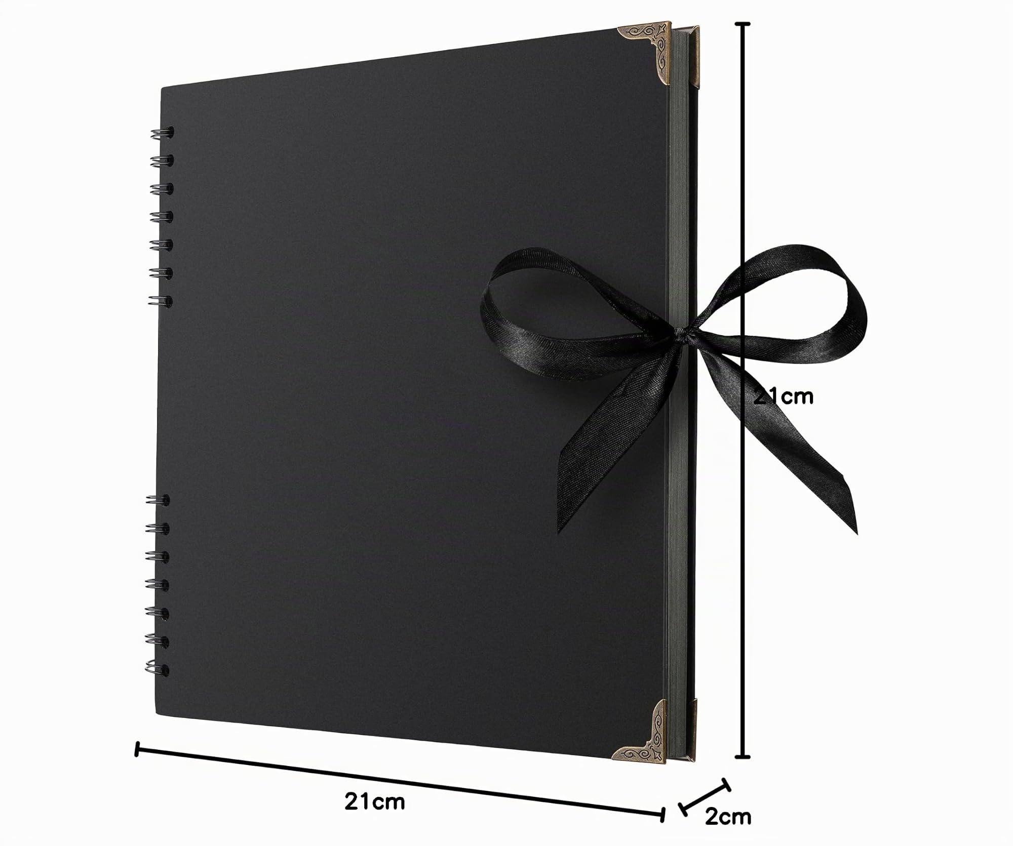 Bstorify - Álbum de fotos grande negro cuadrado de 80 páginas (28 x 28 cm) papel kraft grueso, libro de recuerdos, cierre de cinta, ideal para tus proyectos de álbumes de recortes, arte y manualidades