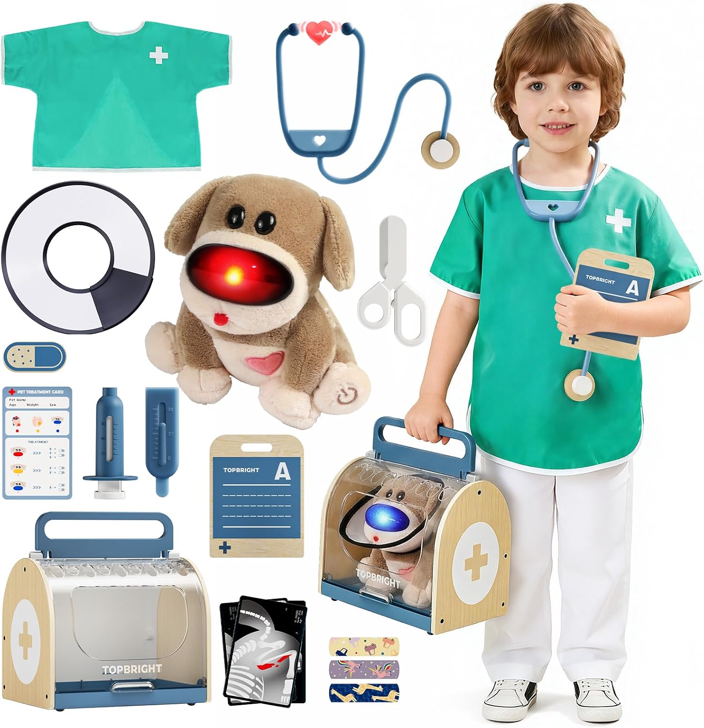  Doctor Kit for Toddlers 3-5, Pretend Play Doctor Set(Blue)