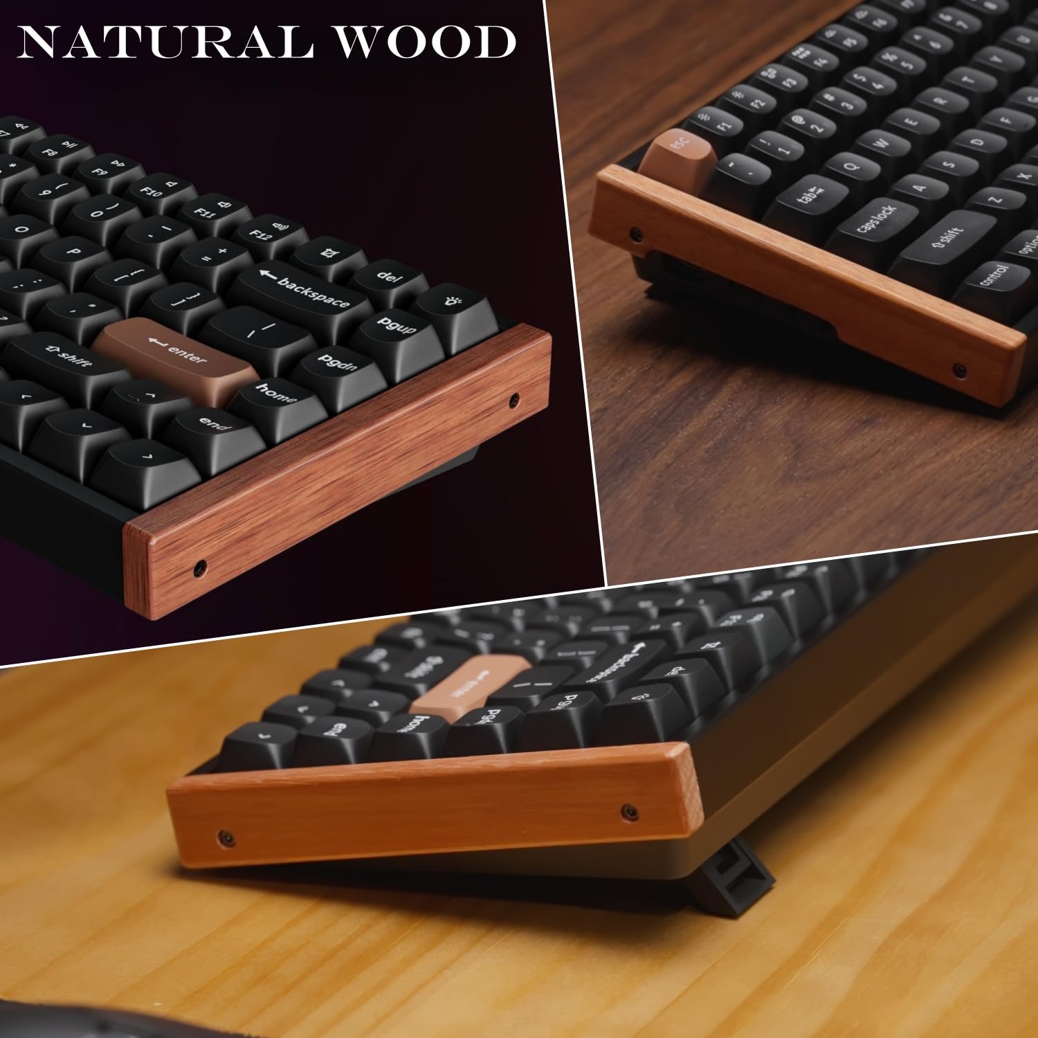 Keychron K2 HE TKL DE-ISO Layout Wireless Mechanische Tastatur mit Magnet-Schaltern & Hot-Swap - Bluetooth/2.4GHz/USB-C, RGB-Beleuchtung QMK-Programmierung für Mac/Win, Holzdesign