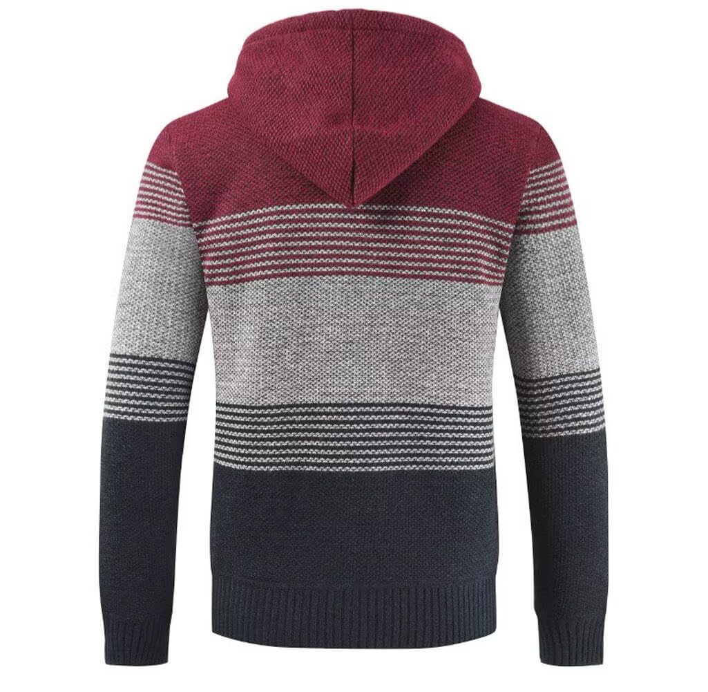 Chaqueta de Punto con Capucha para Hombre Cremallera Gruesa Suave Forro Caliente Invierno Slim Fit Sudadera