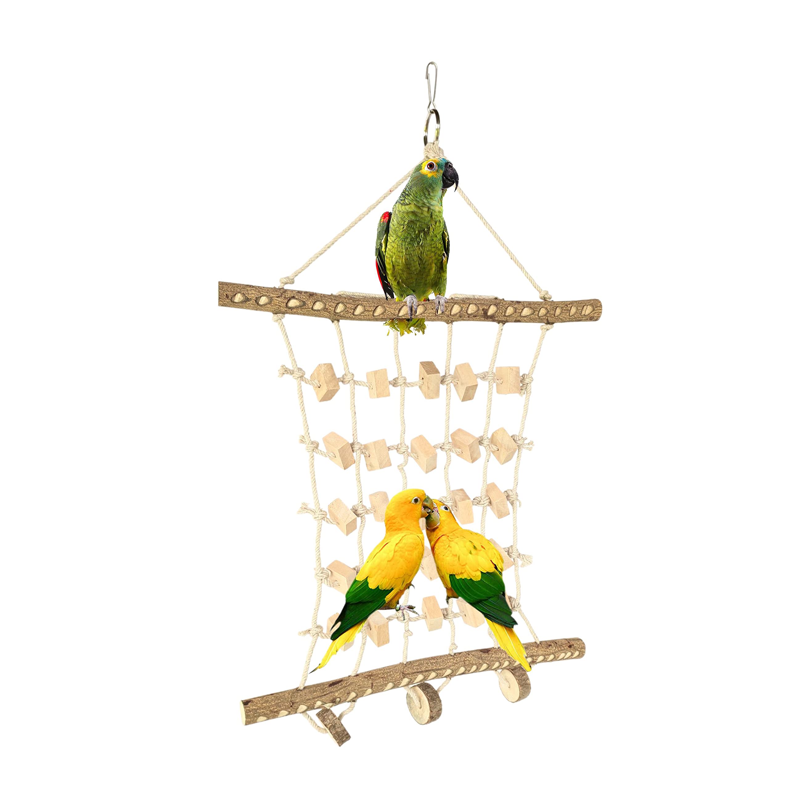 KSK Parrot Climbing Net Toy, Pet Birds Playing Chewing Hanging Toy Wooden Swing Ladder for African Grey Budgie Parakeet Cockatiels Conure Cockatoo Lovebird (B09DL8P3M9) Amazon Price History, Amazon Price Tracker