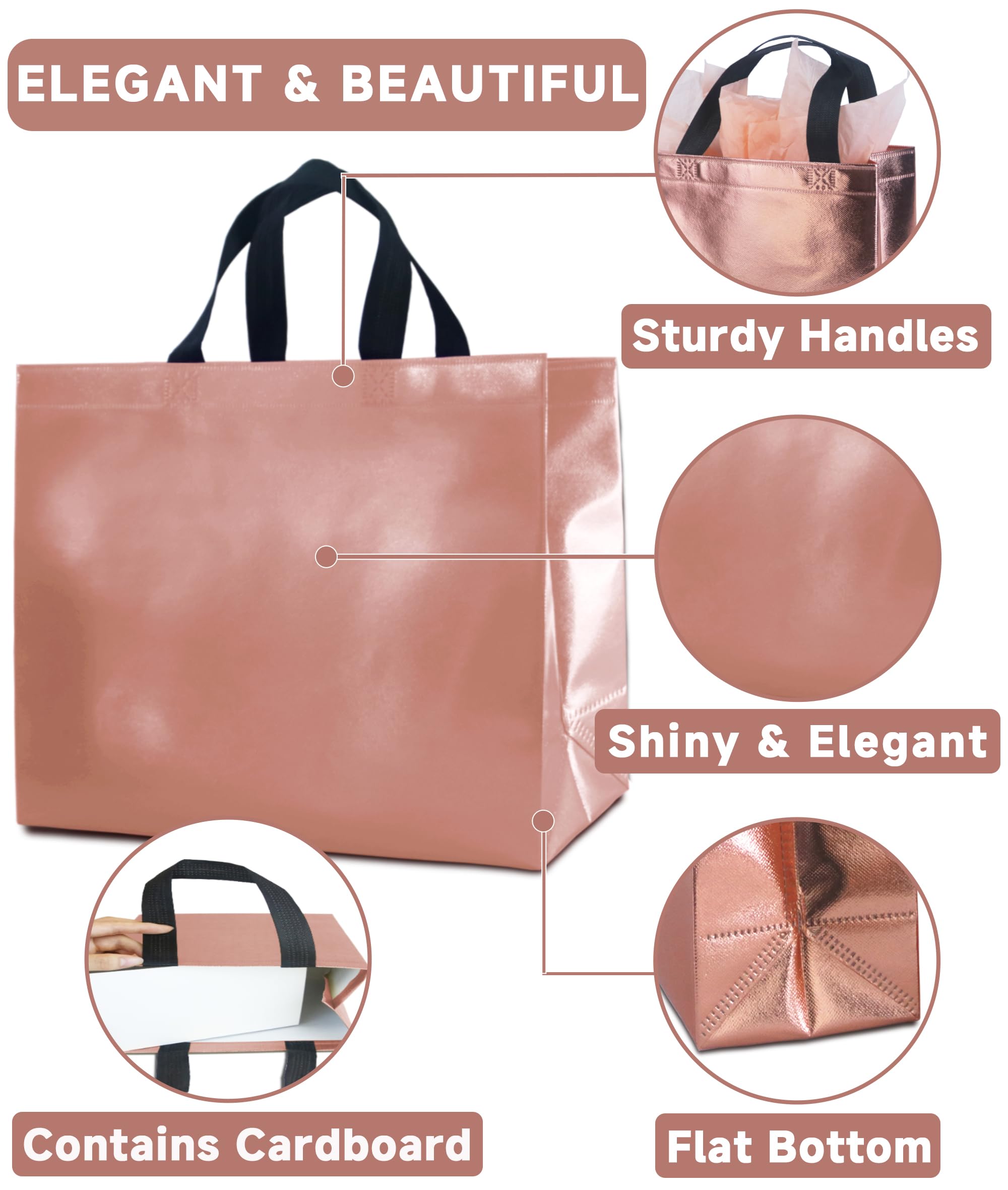 Lot De 12 Sacs Cadeaux Réutilisables LOOKSGO - 39,9x12,9x27,9 Cm - Non-tissé Brillant Avec Poignées - Mariage, Anniversaire