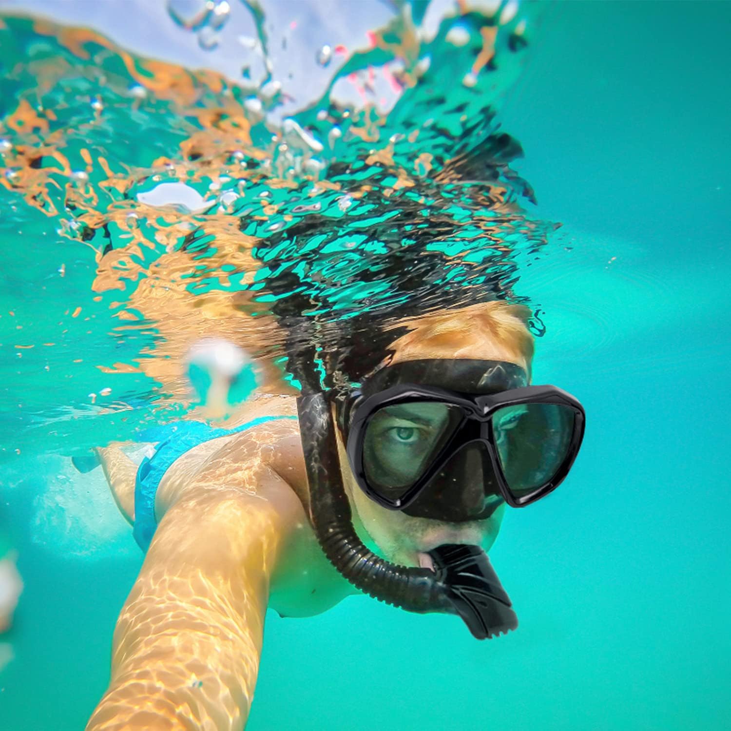 Adult Snorkel Set Panoramic Anti-Fog Diving Mask and Dry Snorkel, Tempered Glass Swim Mask Professional Youth Snorkeling Gear for Snorkeling Swimming Diving : Everything Else