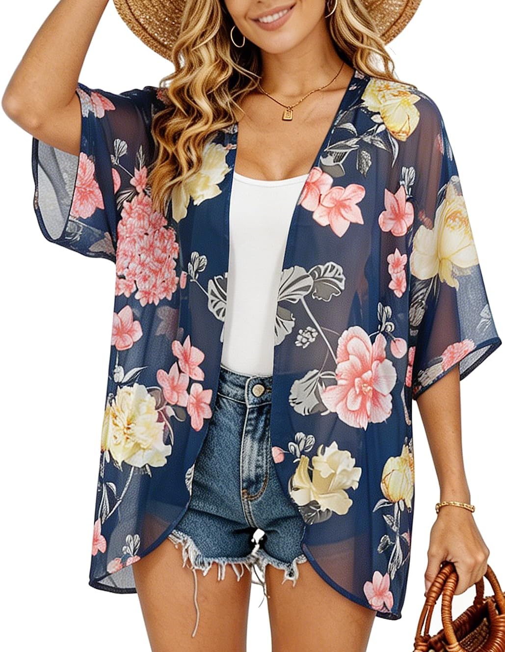 Womens Kimono Cardigans Cover Up Beach Floral Summer Casual Tops