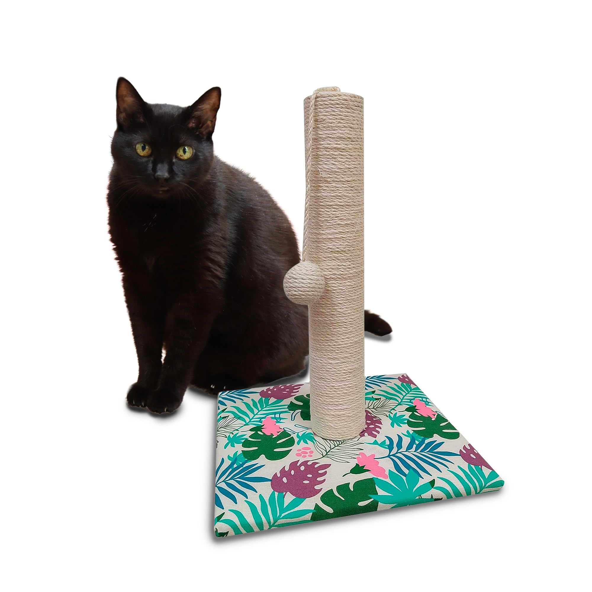 Croci Tropical - Tiragraffi per Gatti Adulti, Grandi e Piccoli, Tappetino con Albero 42 cm e Corda con Pallina Gioco Calmante Gatto, Graffiatoio in Sisal, Giochi per Gli Animali da Casa