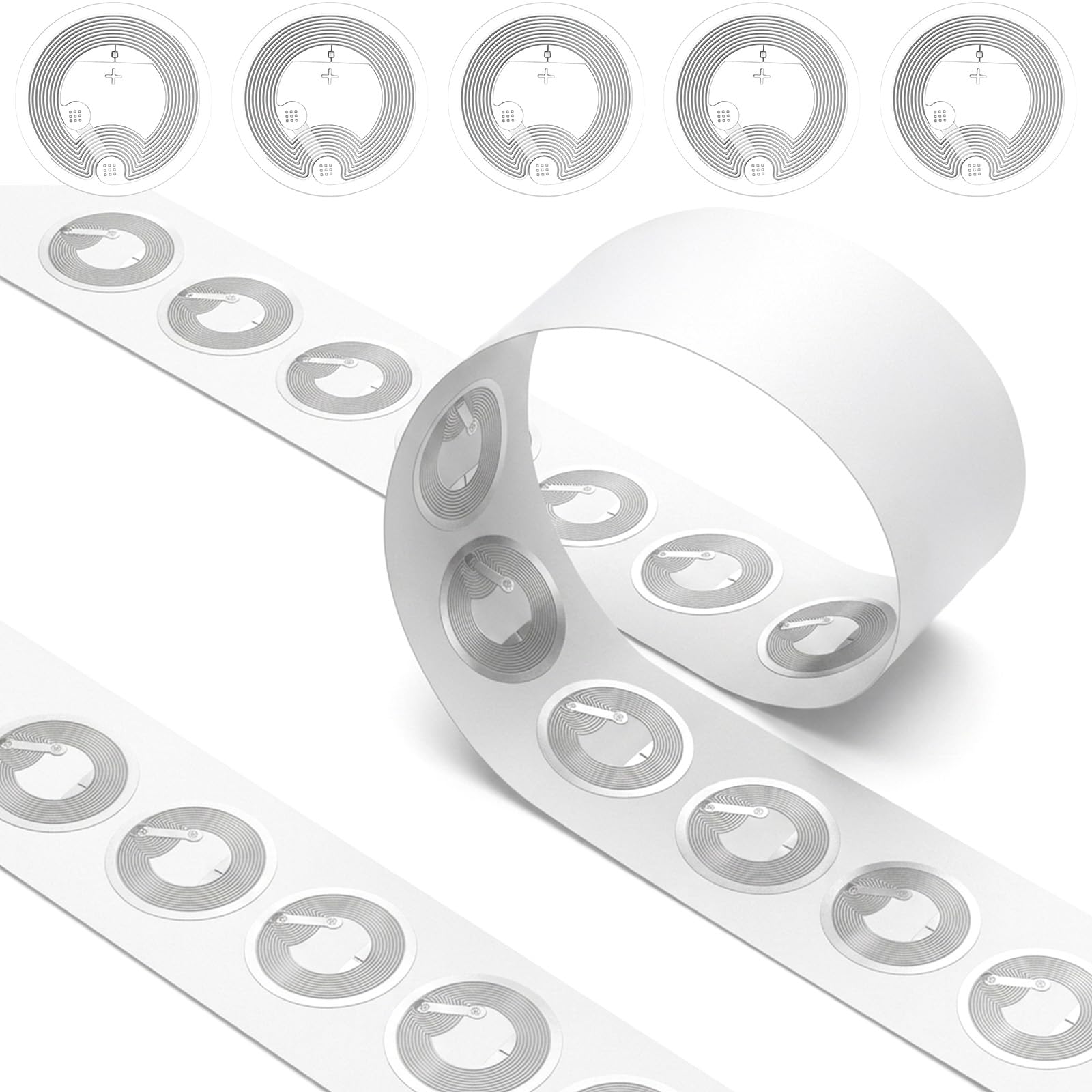 50 Pcs NFC Tags Sticker with NTAG215 Chip NFC Stickers Adhesive Labels Transparent RFID Tags Rewritable 504 Bytes Memory Suitable for All NFC-Enabled Devices and Smartphones 25mm x 25mm