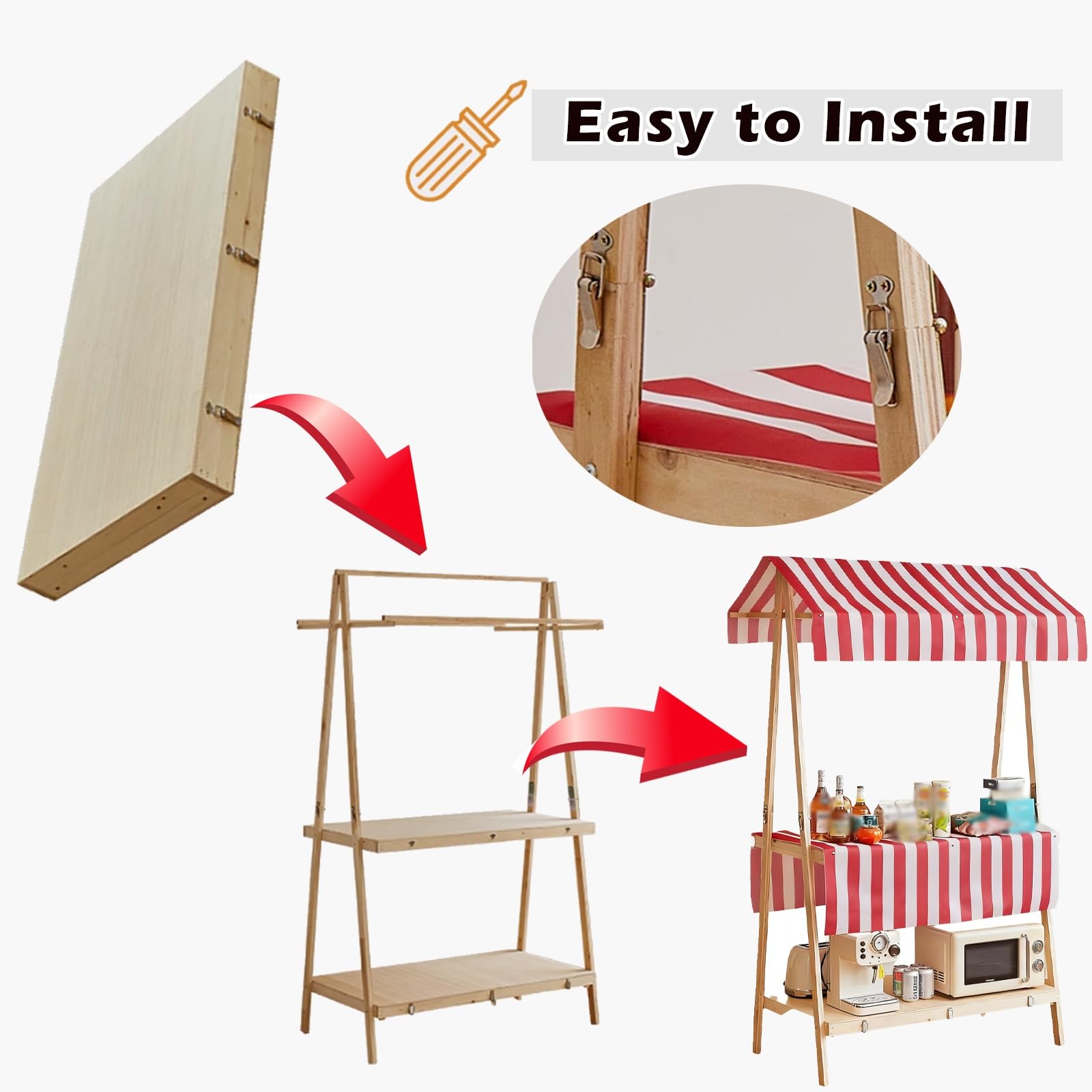 Marktstand, Imbisswagen Kunstfestival-Standdisplay, Breiter 60 cm Großer, Zusammenklappbarer Marktstand-Displayständer Freien, Verkaufstheken(106x60cm/41.7x23.6in)