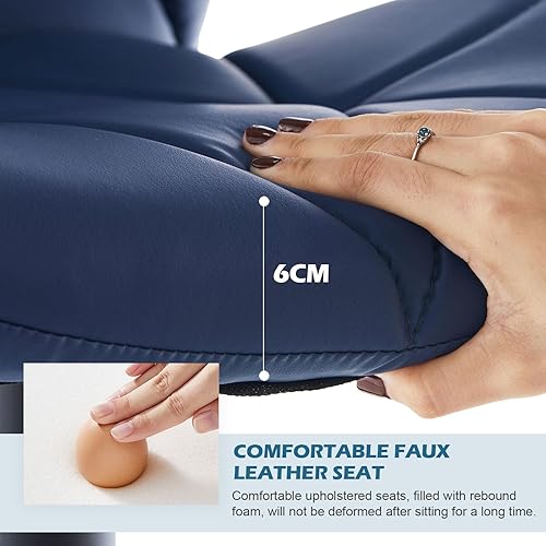 Miniatura 5 de TUKAILAi Juego de 2 taburetes de bar giratorios para cocina, taburetes de desayuno de piel sintética, exteriores, sillas de mostrador de isla con