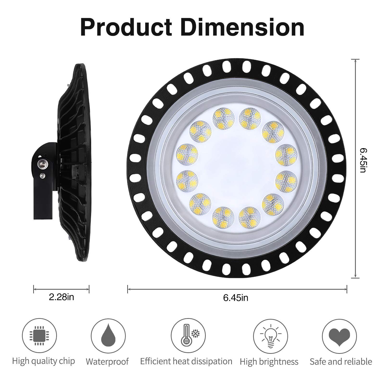 Lampada da soffitto a LED Atelier 50 W Set di 6,UFO High Bay Light,Illuminazione UFO Industriale 6000LM 6000K, lampada da garage ultra luminosa IP65 impermeabile, lampada per magazzino