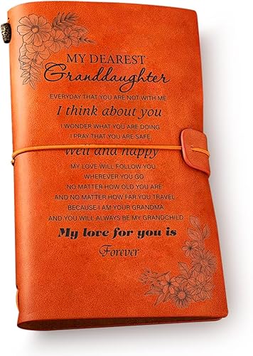 Diario de cuero para nieta de la abuela - My Dearest Granddaughter My Love for You is Forever - Diario de viaje de cuero grabado en relieve, regalo