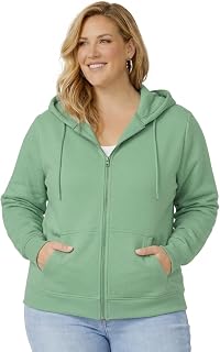 HOODLIFE True-Fit Women’s Plus Size Zip-Up Hoodie Jacket – Soft Cotton Fleece Sweatshirt with Hood, Full Zipper, Pockets –... Price In India