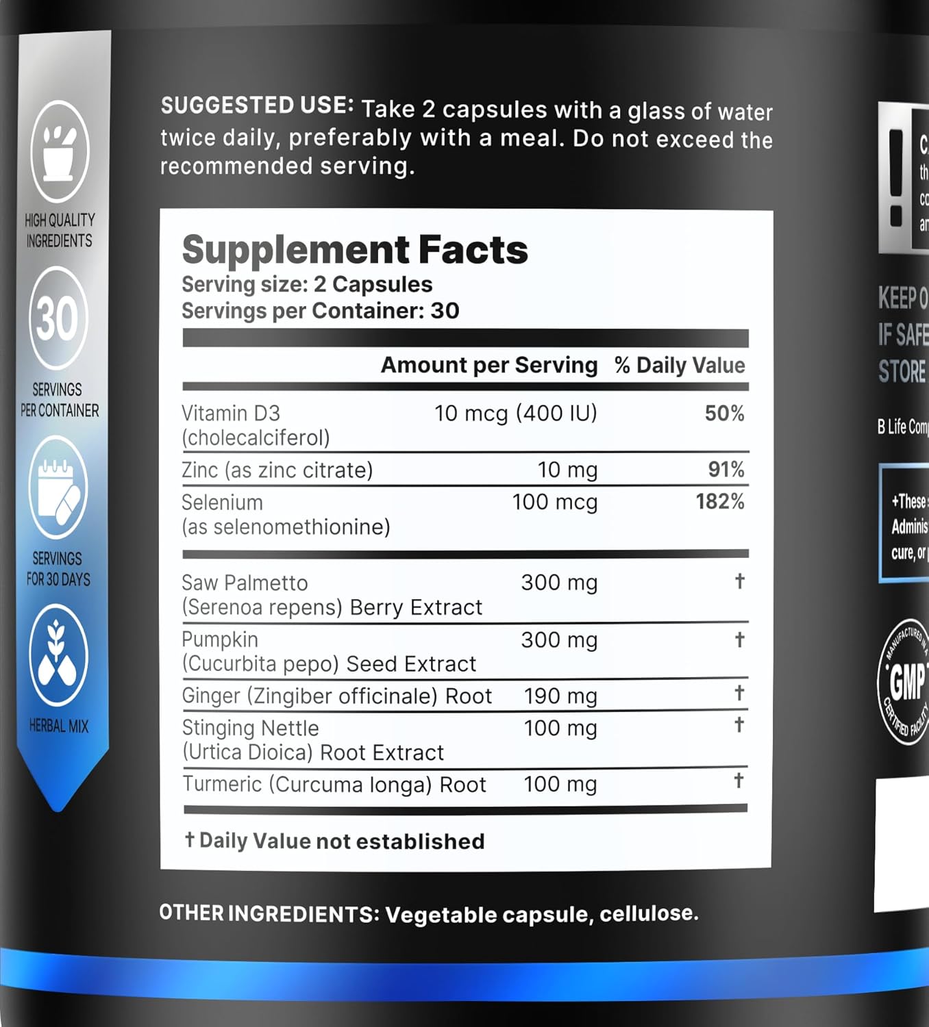 Prostate Health Supplements for Men with Saw Palmetto for Men & Pumpkin Seed Oil Capsules - Stinging Nettle Root| 60 Capsules – 30-Day Supply - Image 2